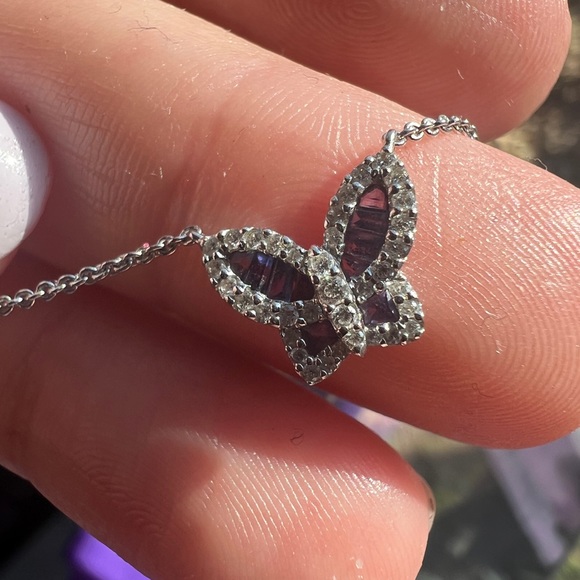 Nicole rose jewelry diamond purple sapphire butterfly necklace - Picture 10 of 16